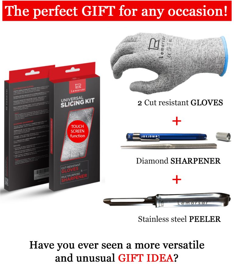 Slicing kit 3 in 1 (Uncut Gloves, Vegetable Peeler and diamond Sharpener