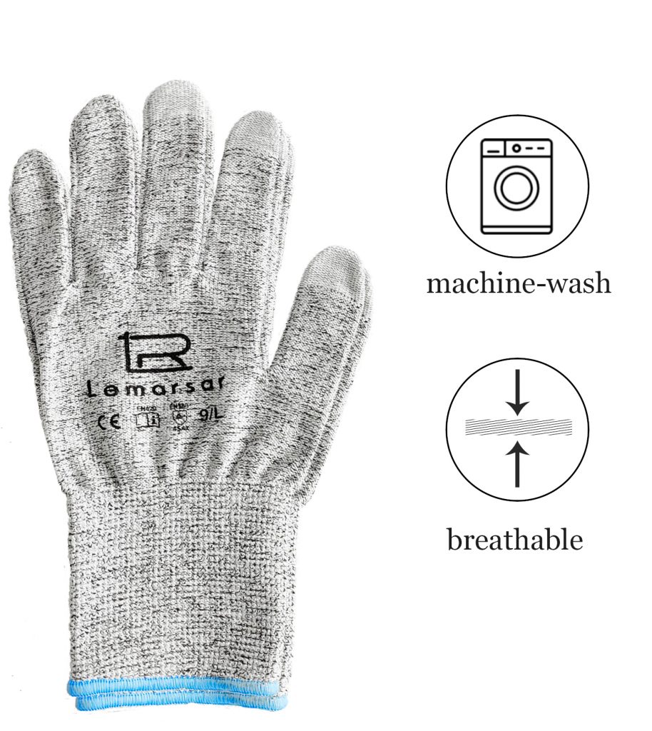 Machine-wash breathable cut-resistant gloves